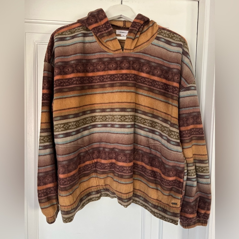 O’Neill Men’s Fleece Hoodie Medium Southwest Striped Pullover Warm Cozy Vintage